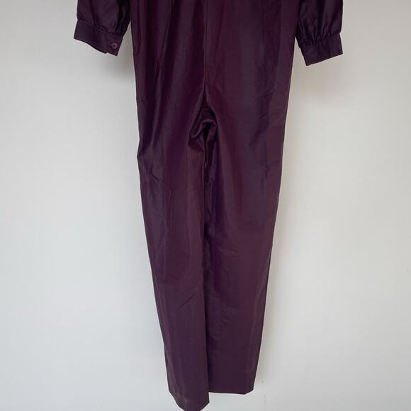 Vintage 80's Plum Zip Up Jumpsuit / Scharfex / Sz 34 / READ / Flight Suit - Picture 7 of 10